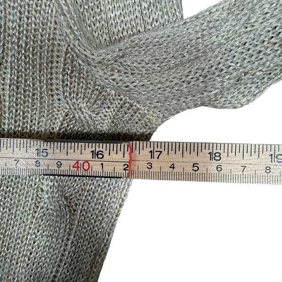 Polo Ralph Lauren Metallic Gold Cable Knit Crewneck Sweater Cotton Blend | Large - Picture 10 of 12